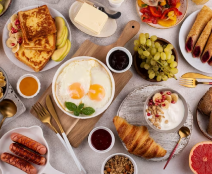 Assorted breakfast on a table